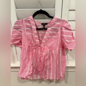 Aqua Pink and White Striped Blouse